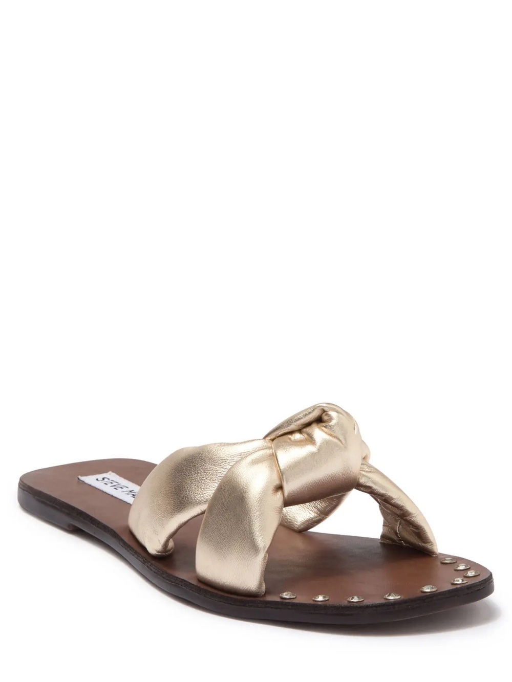 Steve Madden Metallic Gold Knot Slide Sandals